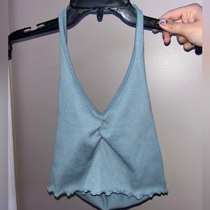 Gully hicks, Baby blue tank, Neck wraparound,open back